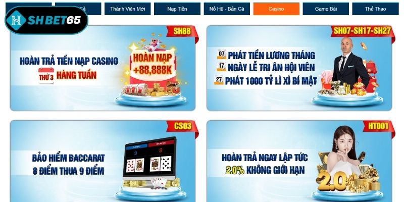 Cập nhật khuyến mãi khủng có mặt tại casino SHBET