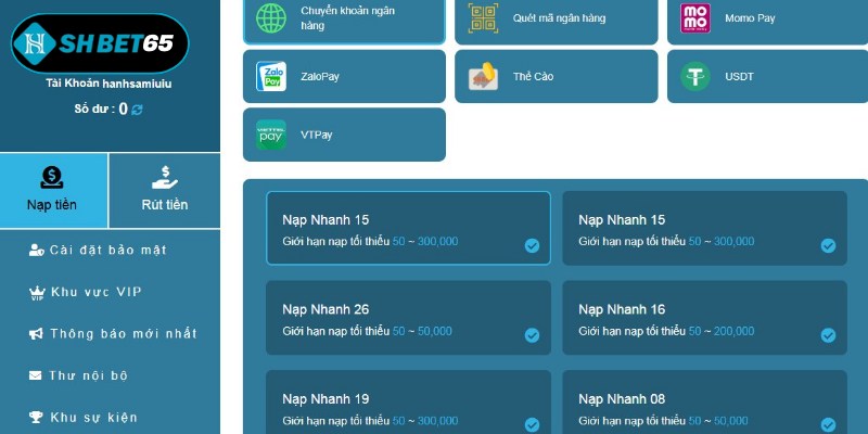 Nạp Tiền SHBET qua hệ thống ngân hàng nội địa an toàn